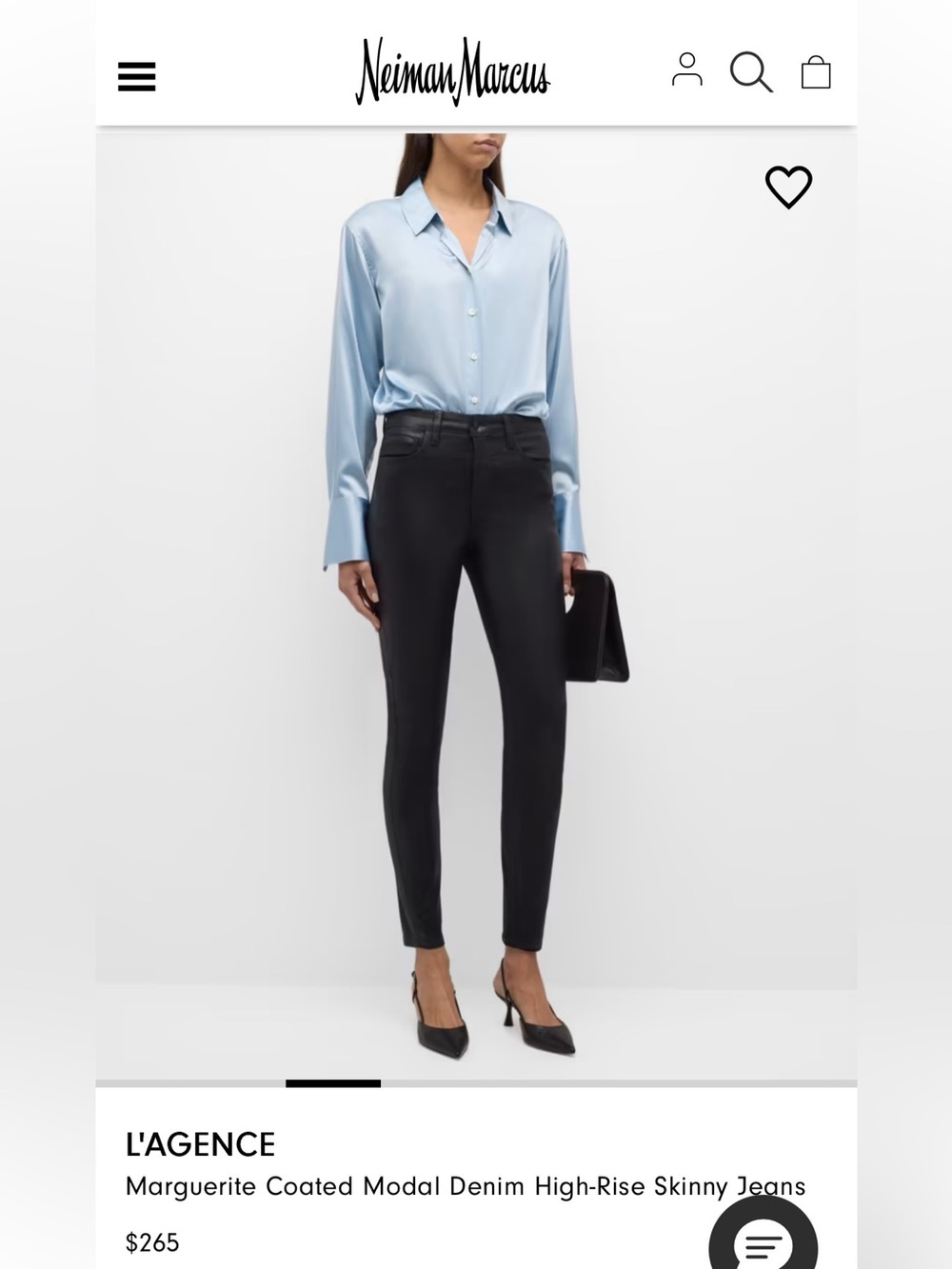 L'AGENCE
Marguerite Coated High Rise Skinny Jeans in Black Coated 26